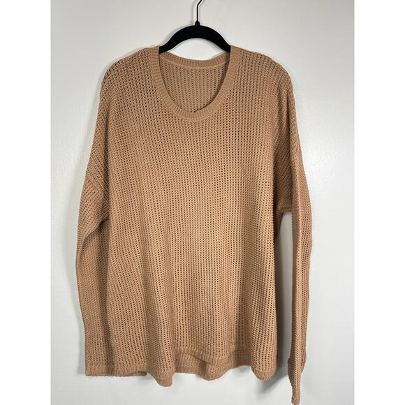 Lululemon Easy Embrace Long Sleeve Sweater Beech Wood Tan Cotton L / XL - Picture 1 of 10
